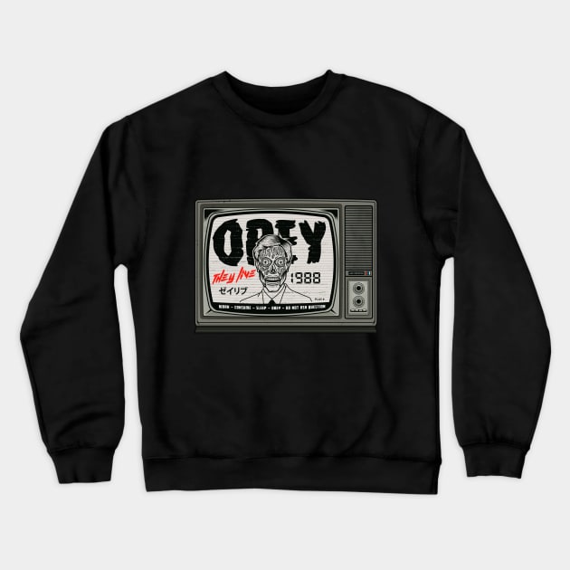 they live - obey Crewneck Sweatshirt by Playground